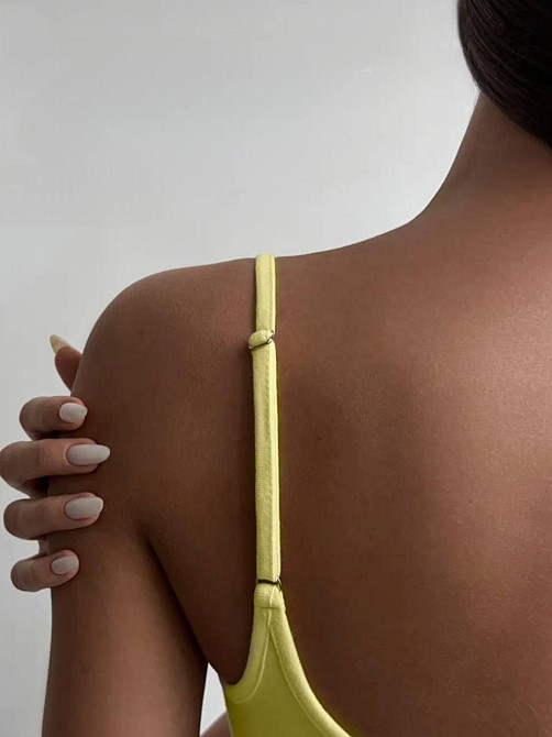 Жіночий стильний привабливий боді на кнопках натуральний кулір Лимонний Одеса - фото 5