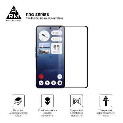 Стекло защитное Armorstandart Pro Nothing Phone (3a) / (3a) Pro Black (ARM85466) Винница