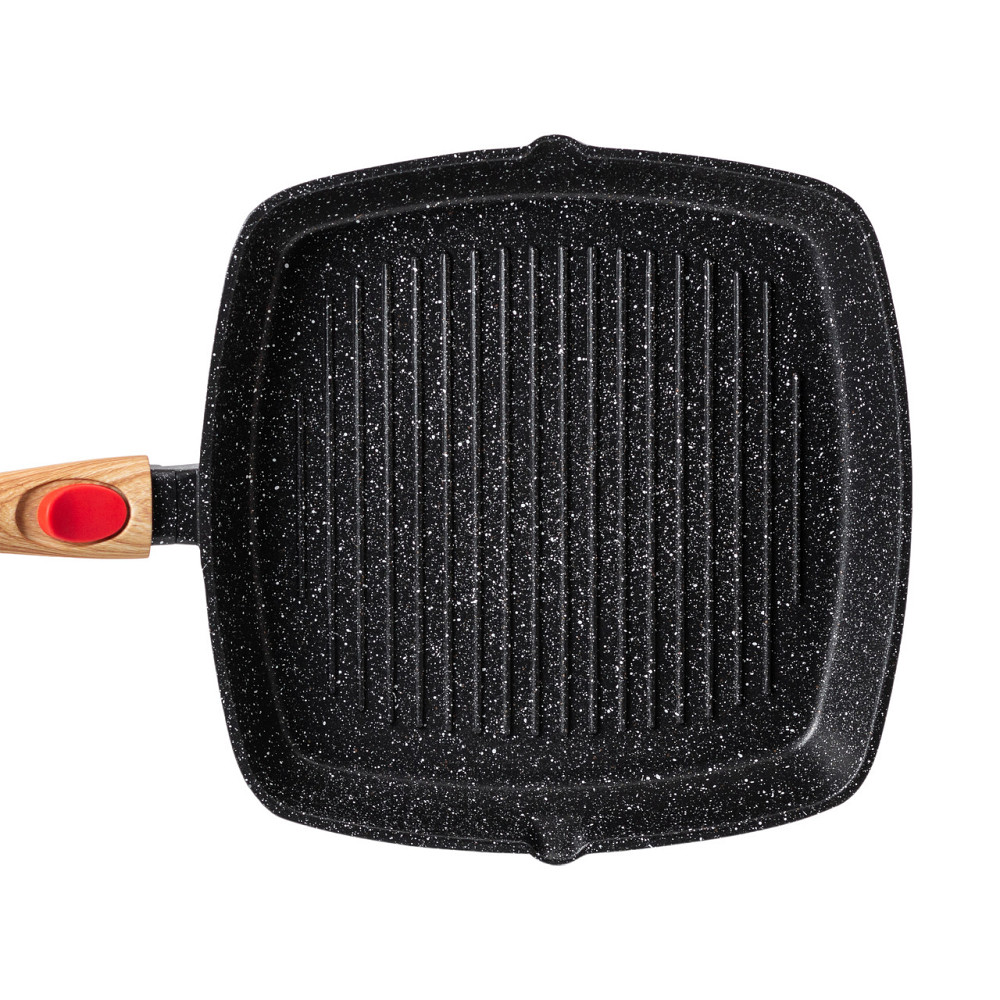 MGC Алюмінієва сковорода-гриль 28 см зі скляною кришкою, квадратна, чорна MGC HP-4-462B Киев - изображение 2