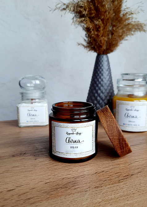 Свічка у скляній банці з бджолиного воску Царство Меду 100 мл Одеса - фото 5