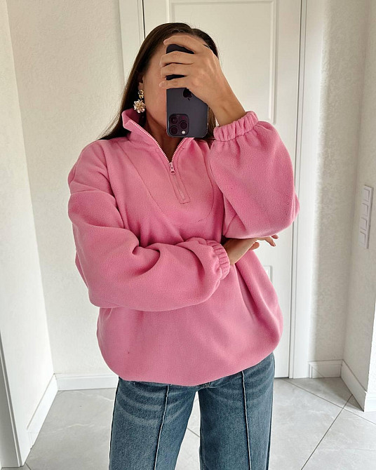 Жіноча тепла оверсайз кофта з блискавкою фліс двосторонній Одеса - фото 10