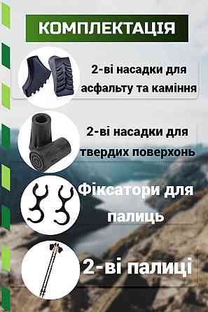 Палки для скандинавской ходьбы треккинговые палки туристические для спортивной ходьбы PowerP 9105 Sisu Black Киев