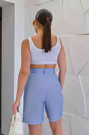 Женские льняные шорты-бермуды свободного кроя Bettie 50, Светлый джинс Киев