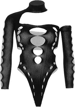Безшовне боді на одне плече Leg Avenue Seamless thong back bodysuit, One Size, чорне Sex Aura Київ