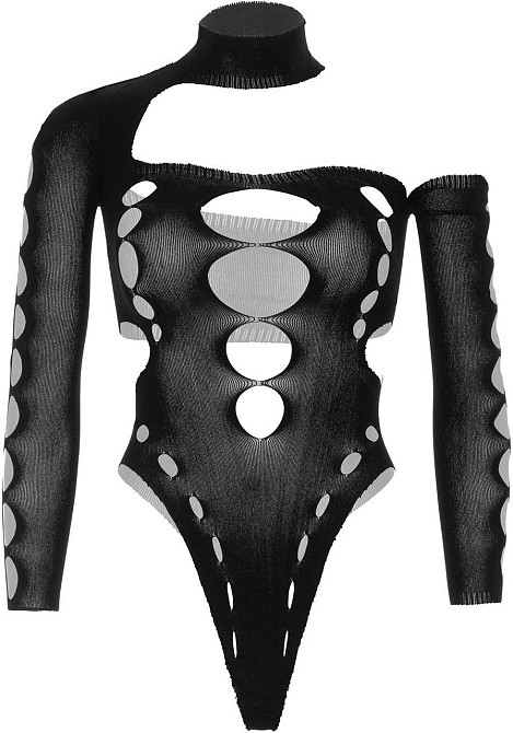 Безшовне боді на одне плече Leg Avenue Seamless thong back bodysuit, One Size, чорне Sex Aura Київ - фото 3