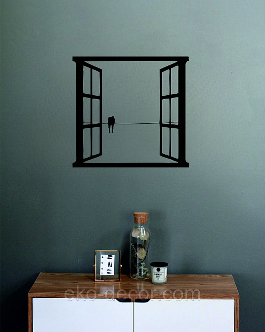Декоративное настенное Панно «Птицы в окне» Декор на стену 70*66 см, Черный Киев - изображение 8