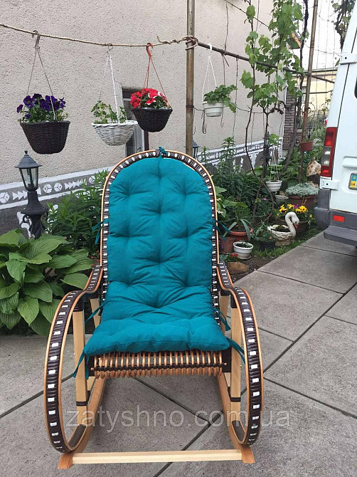 Кресло качалка из ротанга  | кресло-качалка с накидкой  | качалка с подушкой на подарок Киев - изображение 6