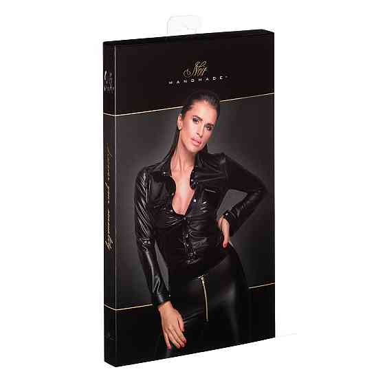 Блузка из винила с мокрым эффектом Noir Handmade F227 черная, XL Sex Aura Киев