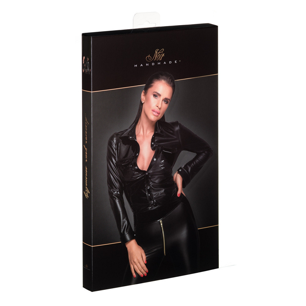 Блузка из винила с мокрым эффектом Noir Handmade F227 черная, XL Sex Aura Киев - изображение 4