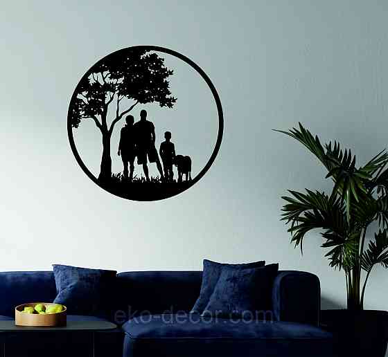 Декоративное настенное Панно «Семья», Декор на стену 90*90 см, Черный Киев