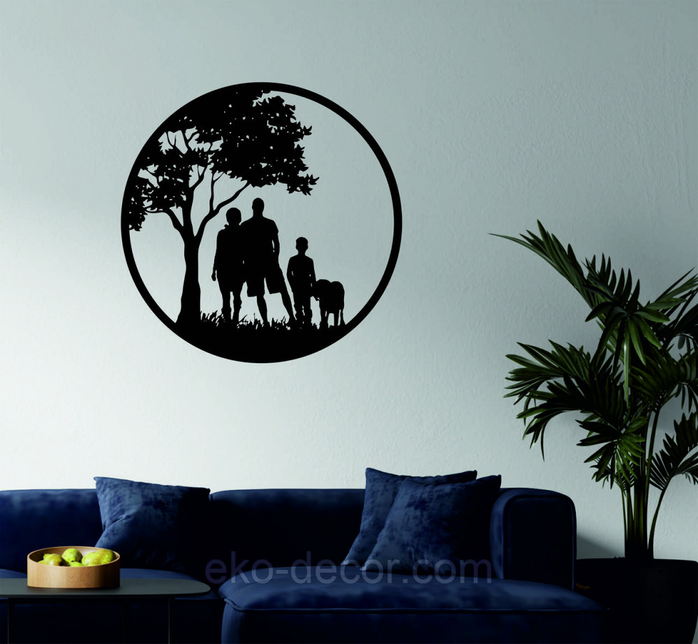 Декоративне настінне Панно «Сім'я», Декор на стіну 90*90 см, Чорний Київ - фото 2