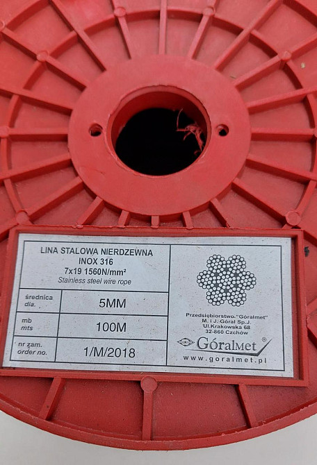 Трос "GoralMet" з нержавіючої сталі марки AISI 316, діаметром 5,0 мм, 7х19, бобіна пластикова, намотка 100 м Киев - изображение 2