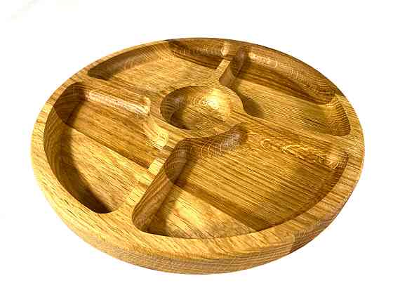 Деревянная тарелка из натурального дерева диаметр 30 см, высота 2 см, тарелка для закусок Каменец-Подольский