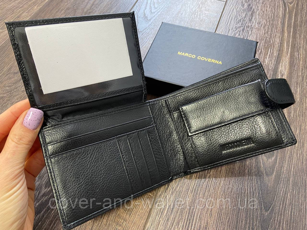 Шкіряний чоловічий гаманець подвійного складання для грошей та карток Marco Coverna M 103 Київ - фото 1