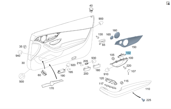 Mercedes-Benz  A0008258410 Світловод підсвічування внутрішньої ручки дверей C-Class Coupe C205 C-Class W205 C-class Estate S205 C-Class Cabrio A205 Одеса