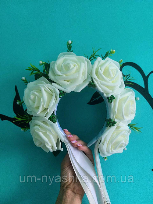 Айвори веночек Ободок обруч с цветами сценический айвори с лентами Кривой Рог - изображение 8