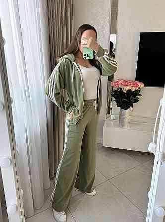 Жіночий стильний прогулянковий велюровий костюм-двійка Оливка, 52/54 Одеса