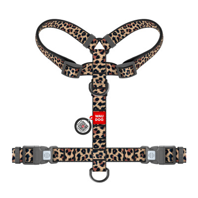 Шлея для собак WAUDOG Nylon анатомічна H-подібна з QR-паспортом "Леопард" пластиковий фастекс, L (345-4066) Вінниця - фото 2