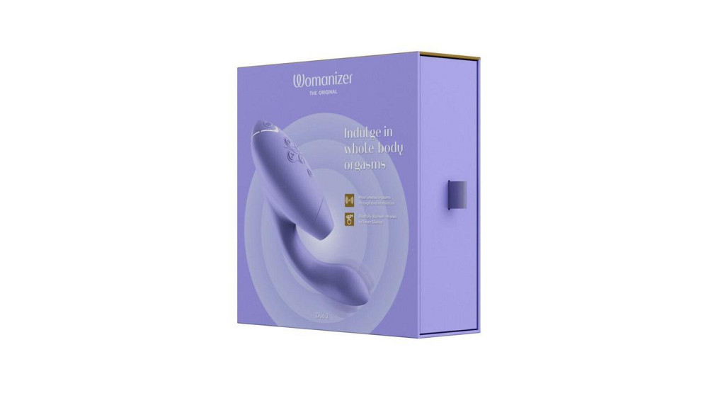 Подвійний вакуумний кліторальний стимулятор Womanizer Duo 2 - Lilac, незалежні мотори Sex Aura Київ - фото 9