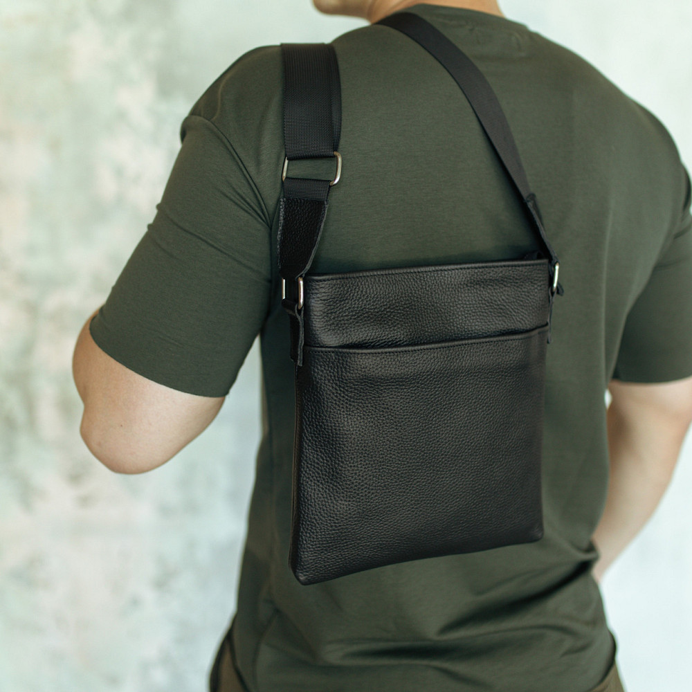 Мужская сумка через плечо кожаная мессенджер качественная, чернаяMasterSem Киев - изображение 7