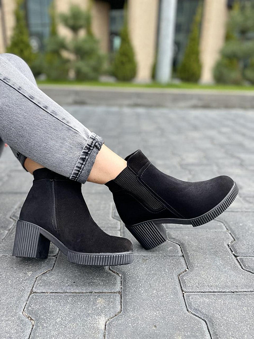 Черевики жіночі VESNA чорні замша натуральна висота 12см каблук 7см (5029) Коломыя - изображение 2