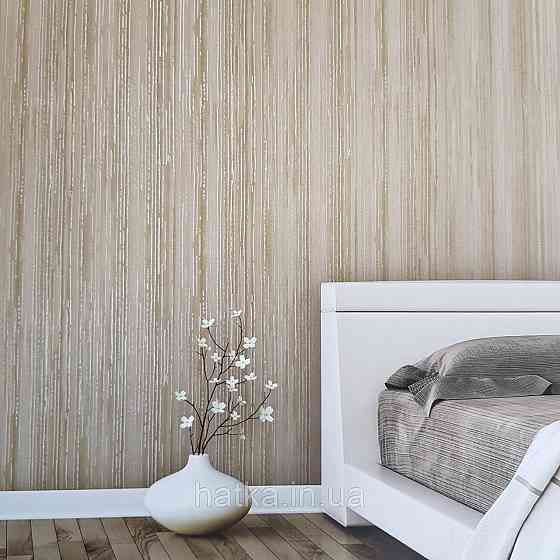 Шпалери флізелінові еко Galerie Metallic FX 0,53Х10 вертикальні смужки структурні золотисті бежеві, сірі Київ