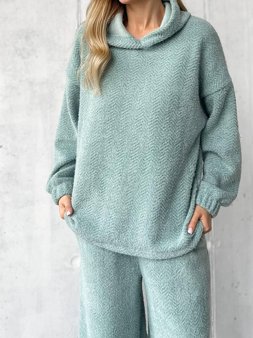 Женский теплый уютный костюм двойка из альпаки Мятный, 46/48 Одесса - изображение 2