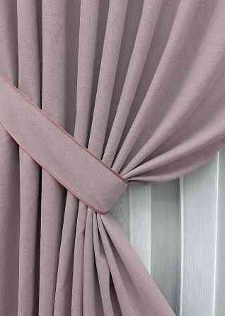 Комплект штор VR-Textil 100% блекаут ASHEN NIGHT 100х270 2шт і Тюль 300х270 1843ш-1153т пудровий з білим 71-088/1 Київ