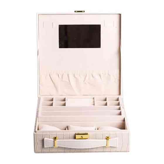 Скринька для прикрас з еко шкіри 2 яруси органайзер для ювелірних виробів HP-5-35BE Коломия