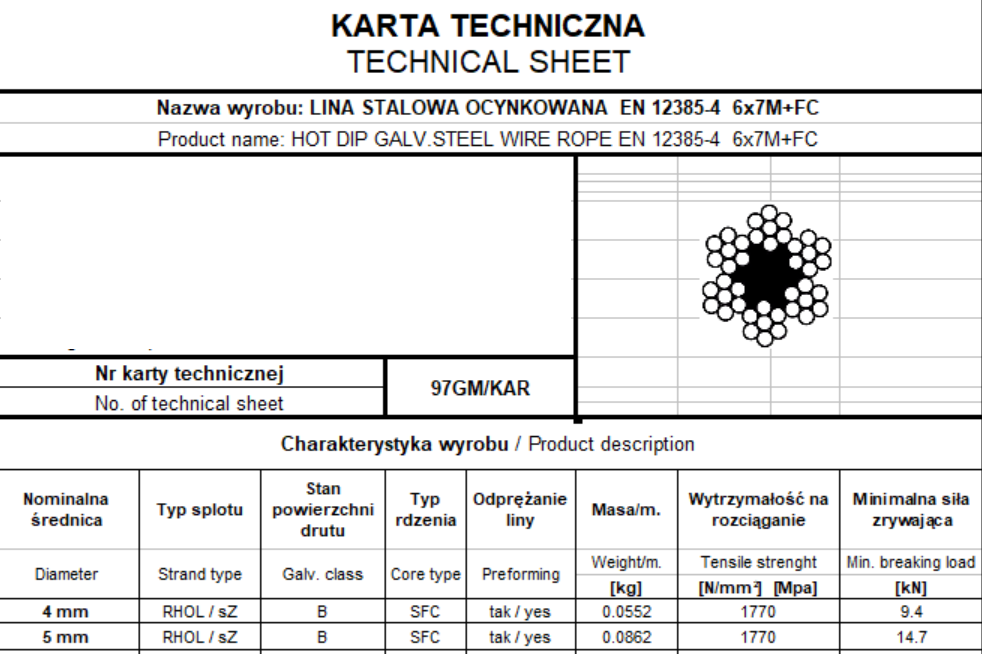 Трос сталевий "GoralMet" в білому оцинку EN12385-4 діаметром 4,0 мм/ 6х7, котушка 200м Киев - изображение 1