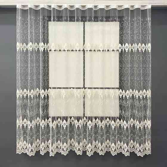 Тюль VR-Textil 1894т Фатин с вышивкой и люрексом Бежевый 300х170 см (42-261) Киев