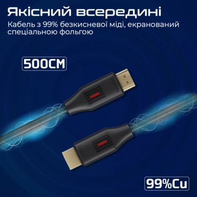 Кабель мультимедійний HDMI to HDMI v.2.0 prolink4k60-500 Promate (prolink4k60-500) Вінниця - фото 6