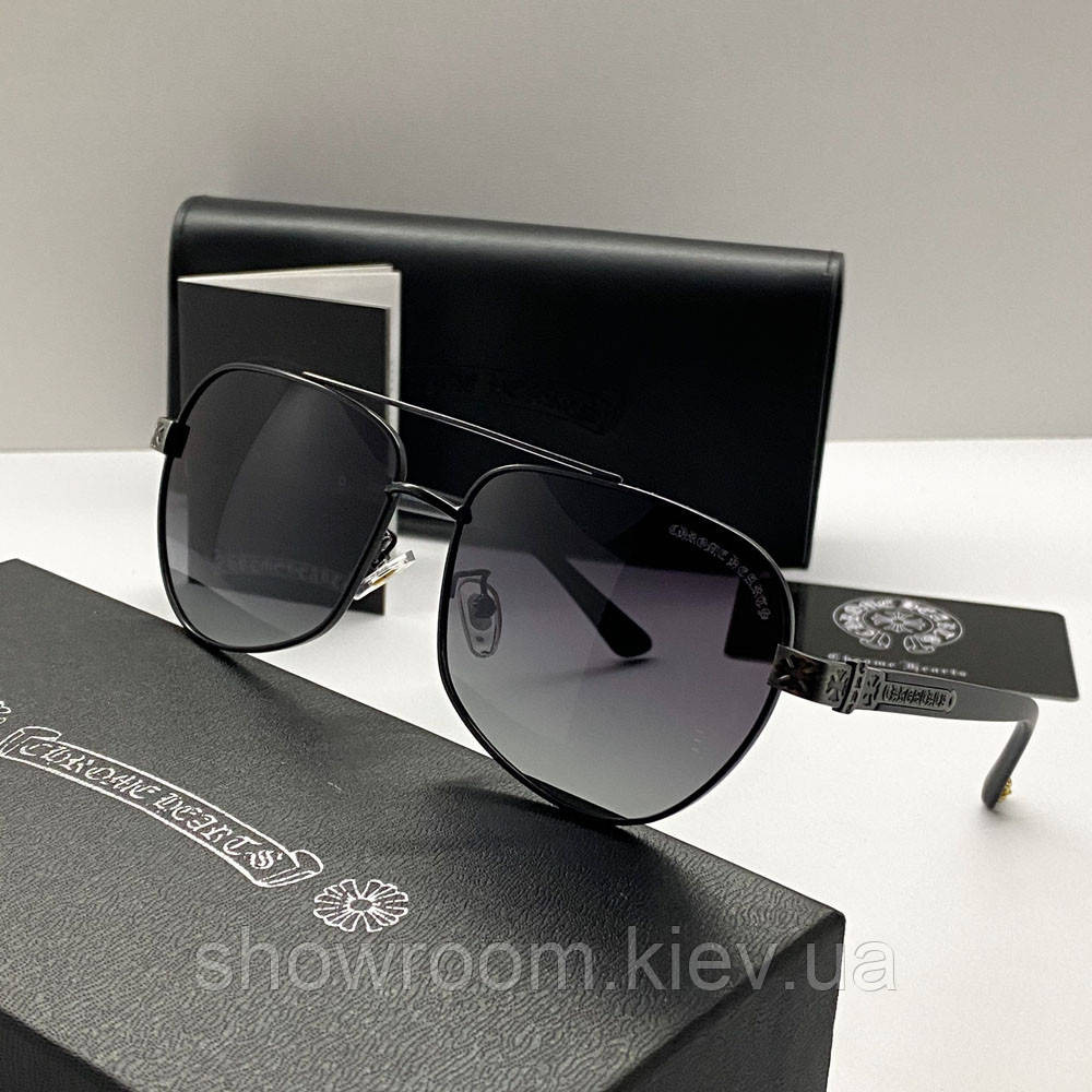 Чоловічі сонцезахисні окуляри Chrome Hearts 5078 black Київ - фото 4