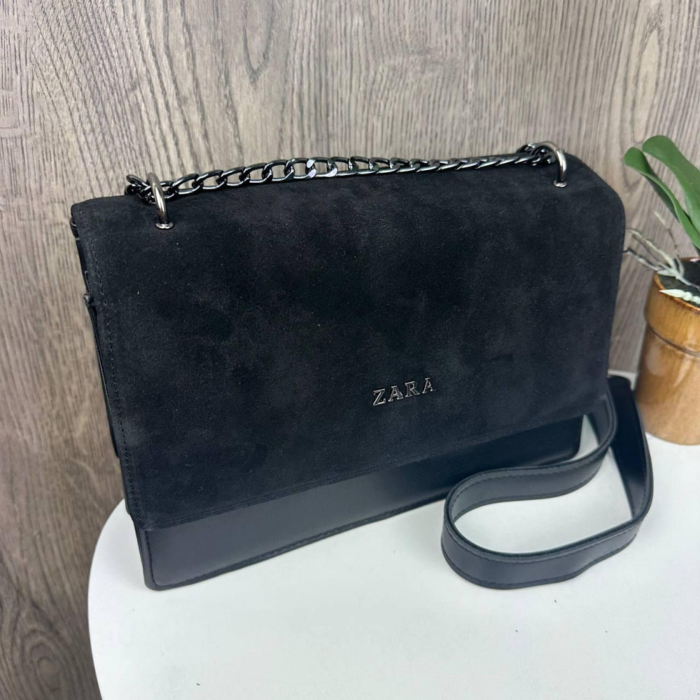 Замшева жіноча сумочка стиль Зара чорна, міні сумка натуральна замша Zara ( 25381 ) Харьков - изображение 4