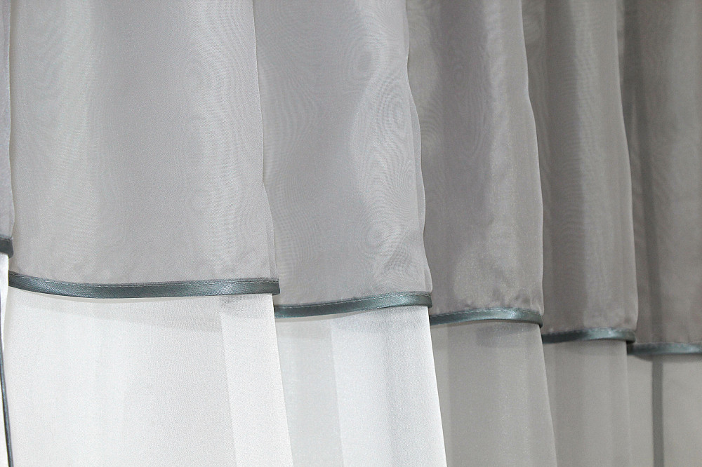 Кухонные шторы VR-Textil № 090к с ламбрекеном и подвязками серый с белым 280х170 см (50-310) Киев - изображение 5