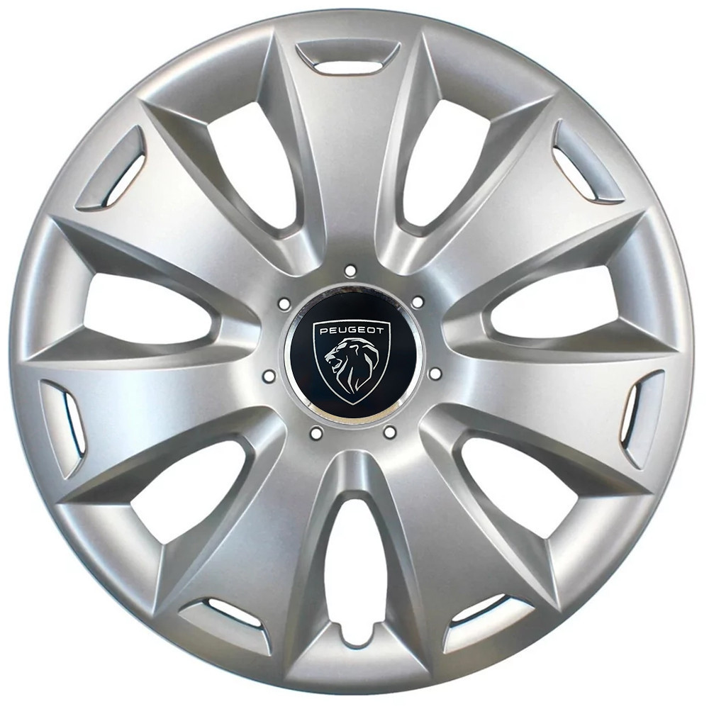 Автомобильные модельные колпаки R16 Peugeot NEW 417 4шт, SJS, серебристые Винница - изображение 1