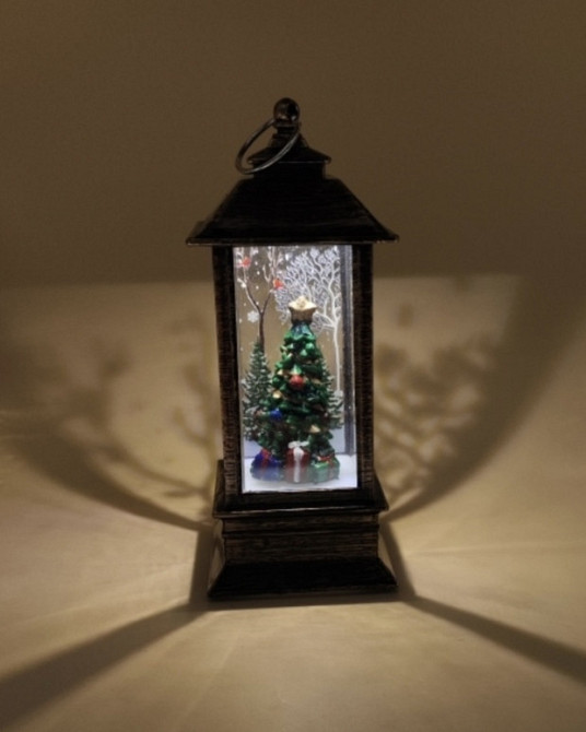 Новорічний LED ліхтар на батарейках без блискіток 