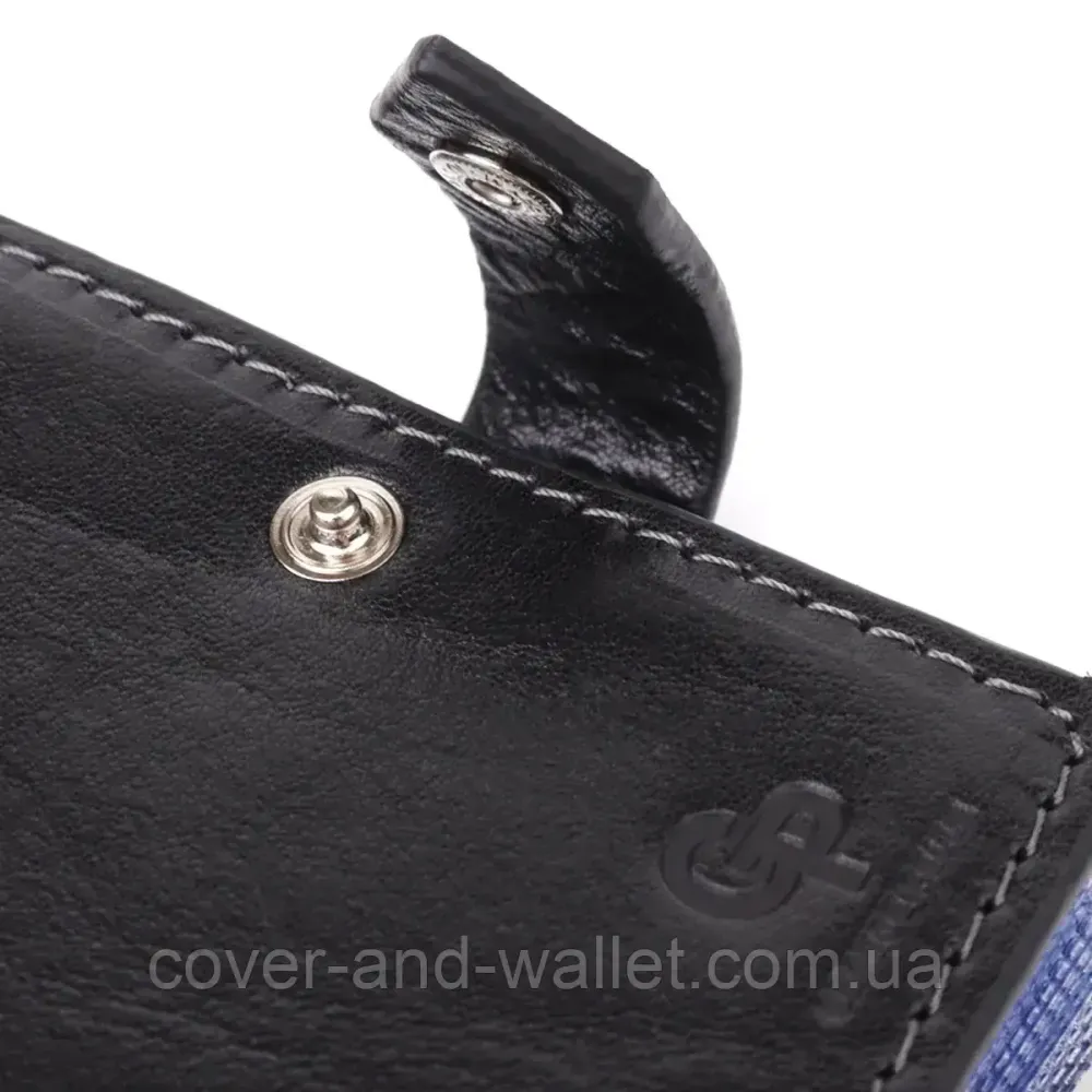 Компактна візитниця з італійської шкіри чорного кольору ручної роботи Grande Pelle Ricco Київ - фото 4