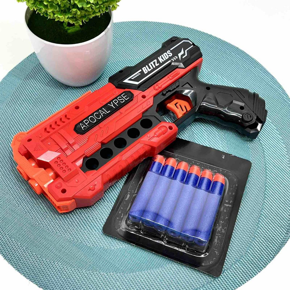 Пістолет іграшковий бластер 12 м'яких патронів у коробці Вид 2 Червоний (JLX7267) Чернигов - изображение 7