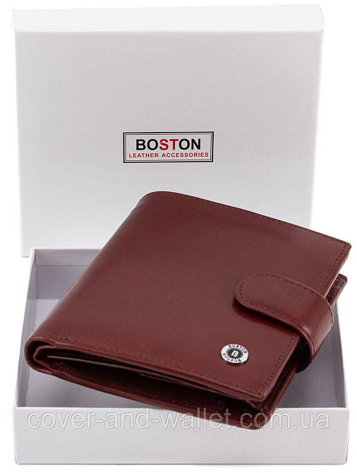 Чоловічий вертикальний гаманець із коричневої гладкої шкіри Boston Київ - фото 9