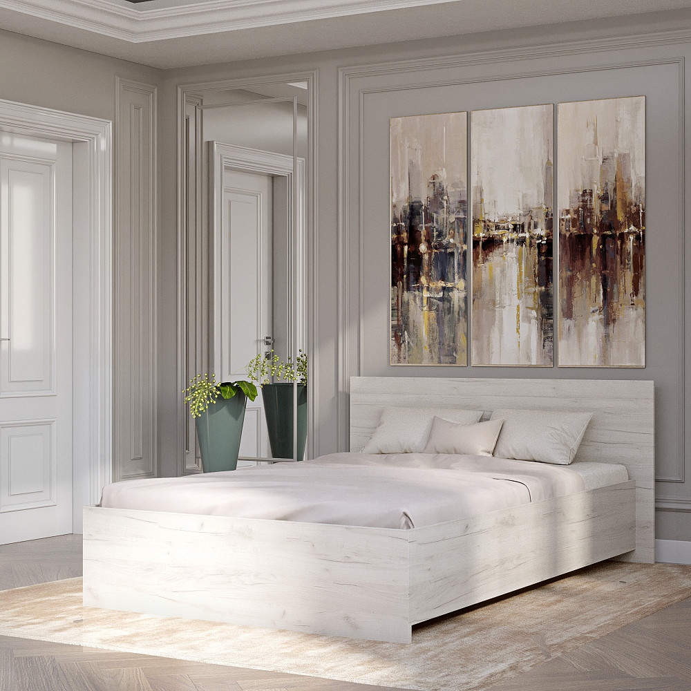 Ліжко двоспальне Еверест Соната-1400 140х200 см дуб крафт білий (DTM-2677) Львів - фото 1