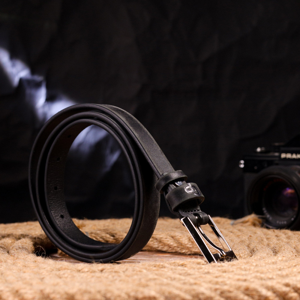 Женский ремень из натуральной кожи в винтажном стиле Grande Pelle 21444 Черный Киев - изображение 8