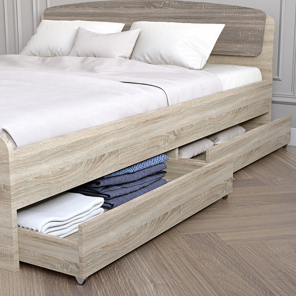 Двуспальная кровать Эверест Астория с двумя ящиками 160х200 см сонома/трюфель (DTM-2489) Днепр - изображение 4