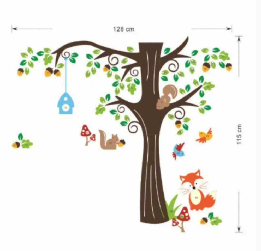 Наклейка декоративная детская Дерево и зверята Киев - изображение 3