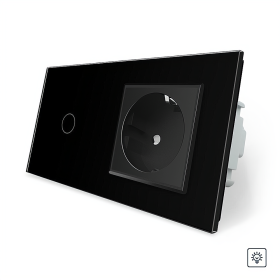 Сенсорний диммер 1 сенсор 1 розетка LIVOLO чорний матове скло Коломия