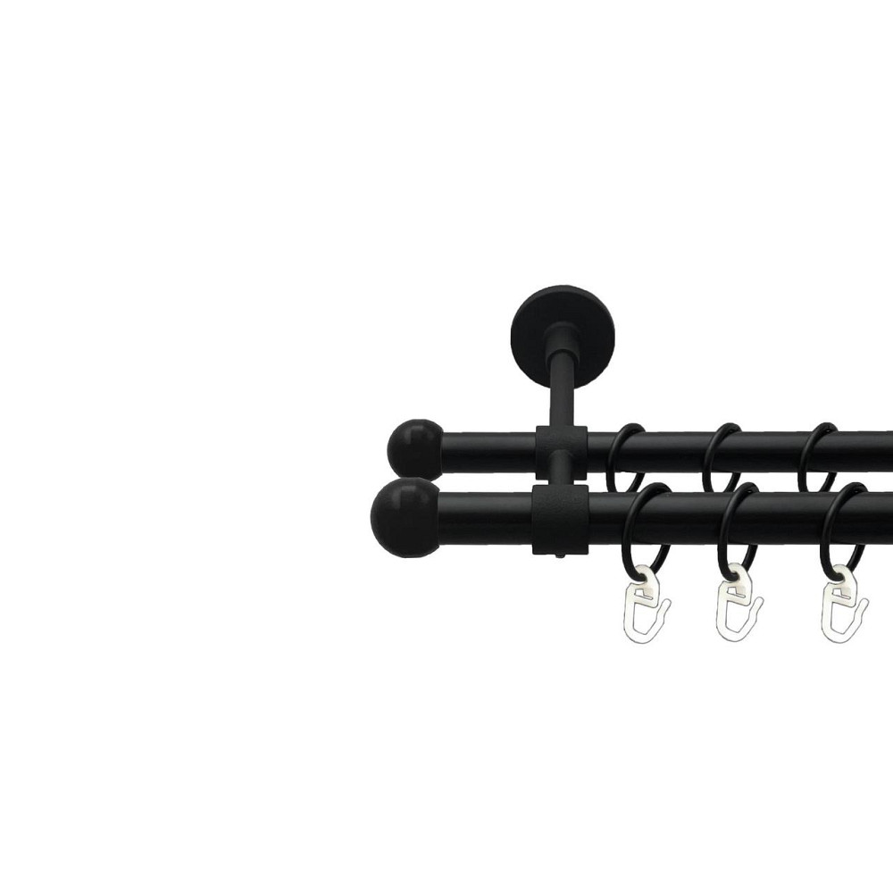 Карниз Orvit Куля Болонь металевий дворядний закритий гладка труба кільце металеве Чорний Оксамит 19\16 мм 160 см (00-00027037) Львів - фото 1