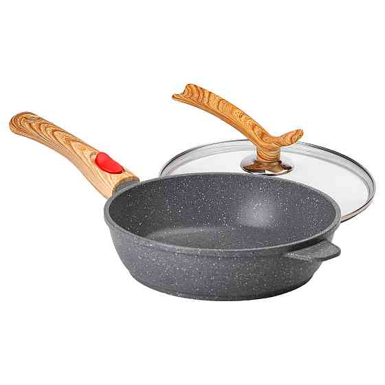 Алюмінієва глибока сковорода (2,4 л) зі скляною кришкою Ø 24 см сіра MGC HP-4-463G Коломия