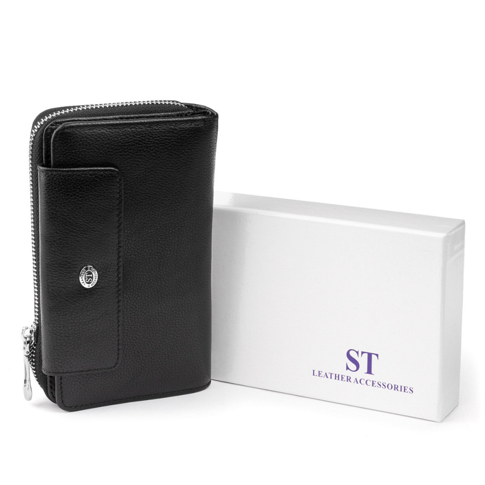 Кошелек из кожи на защелке ST Leather 19339 Черный Киев - изображение 9