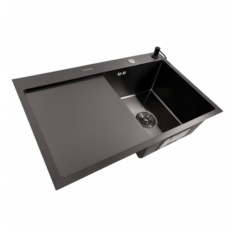 Кухонна мийка CM 78*50 R чорна PVD VALESO Handmade (круглий сифон 3,0/0,8) Коломыя - изображение 2