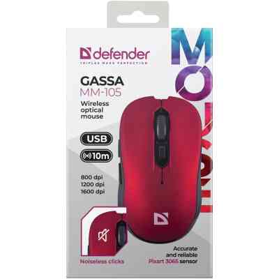 Мишка Defender Gassa MM-105 Wireless Red (52103) Вінниця